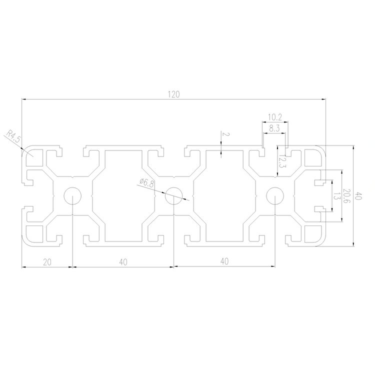 EFE8-40120工業鋁型材尺寸圖
