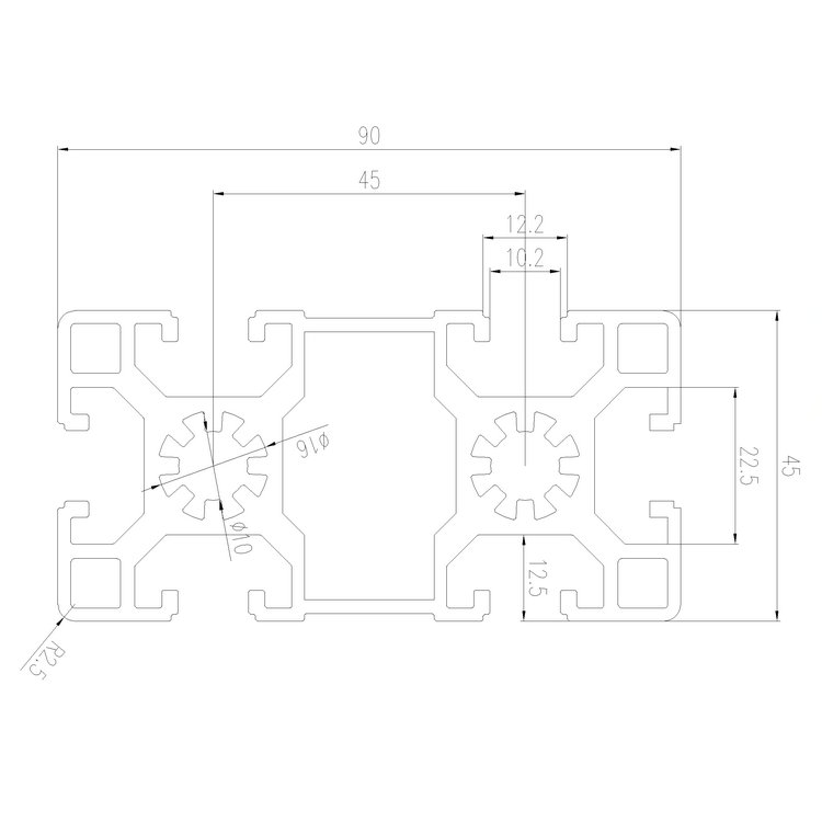 EFE10-4590工業(yè)鋁型材尺寸圖