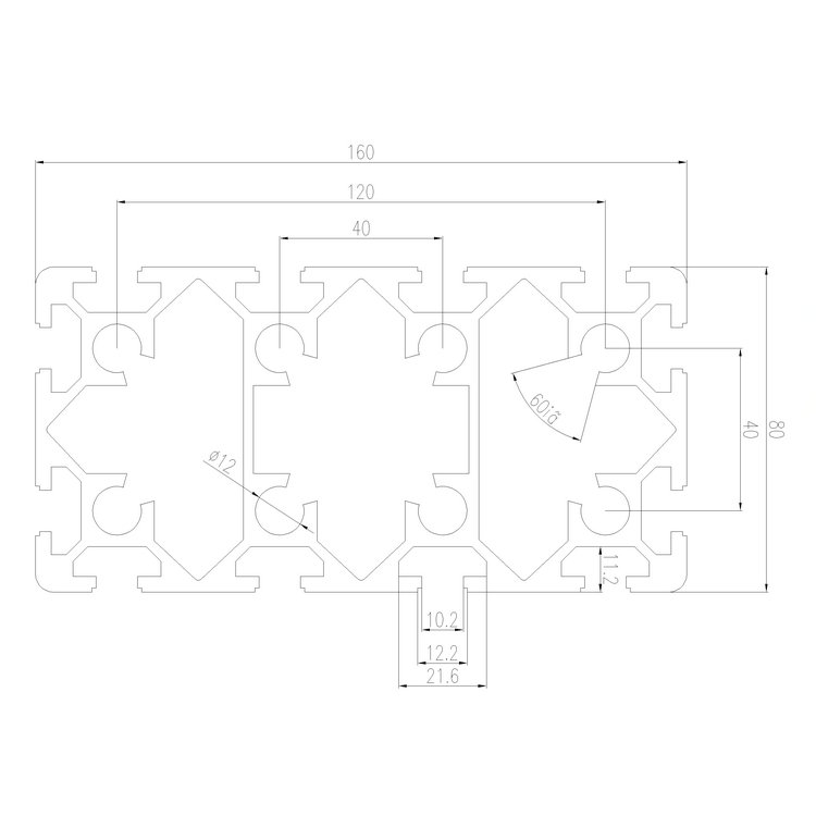EFE10-80160工業鋁型材尺寸圖