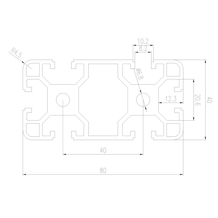 EFE8-4080A工業鋁型材尺寸圖